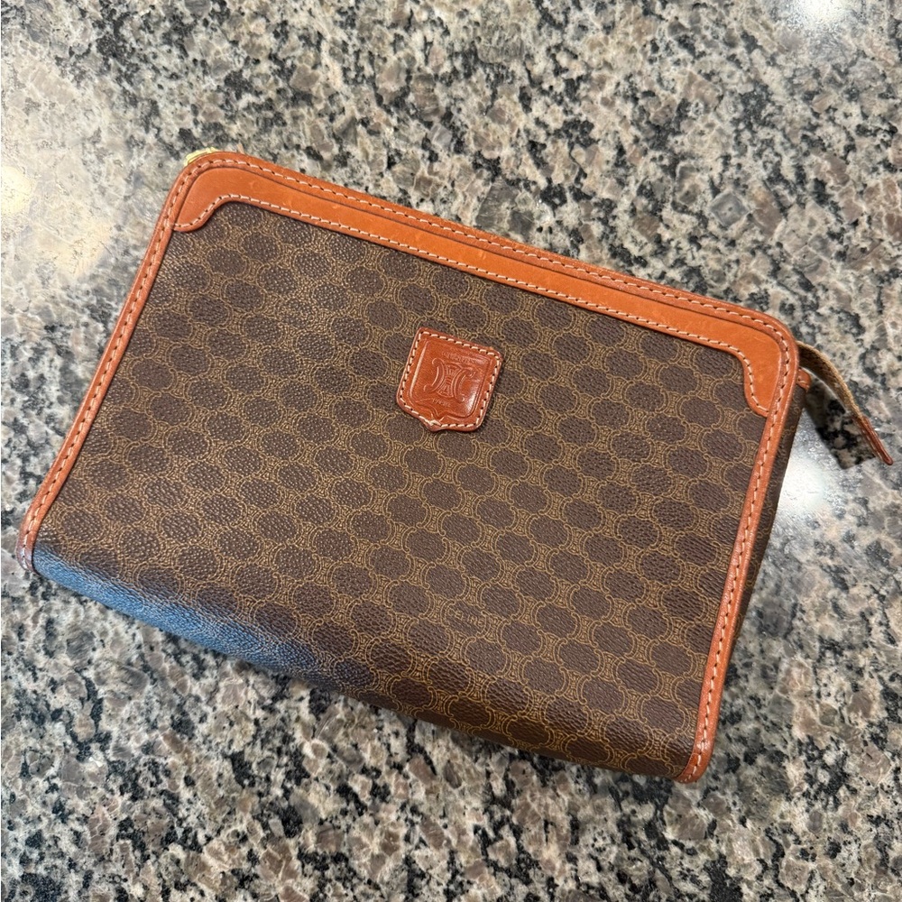 AUTHENTIC Celine Brown and Tan Clutch